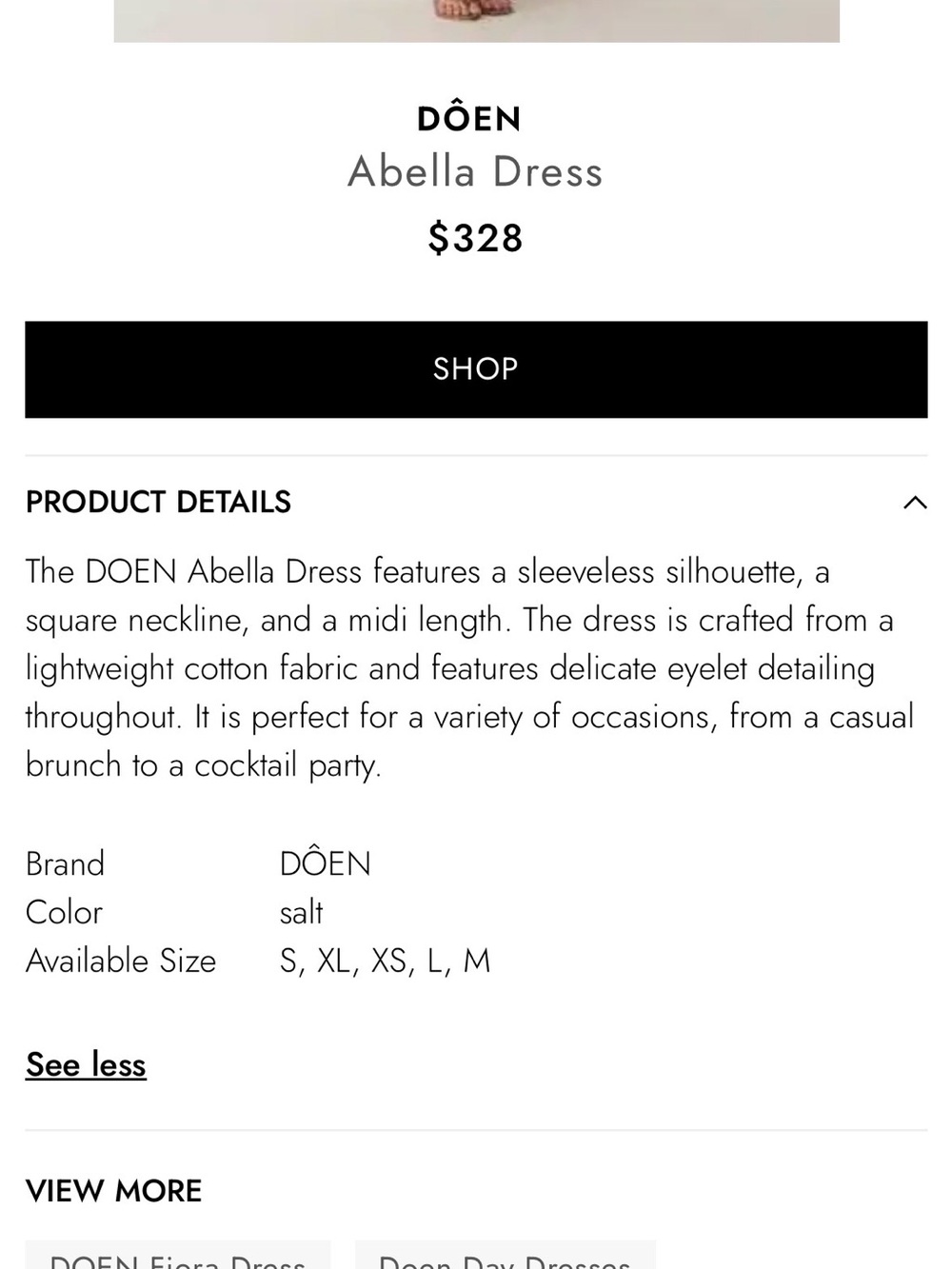 NWT Doen Abella Dress in Salt // White Embroidered Sleeveless Midi Dress - Picture 2 of 9